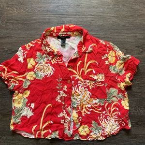 Pink cropped Hawaiian shirt